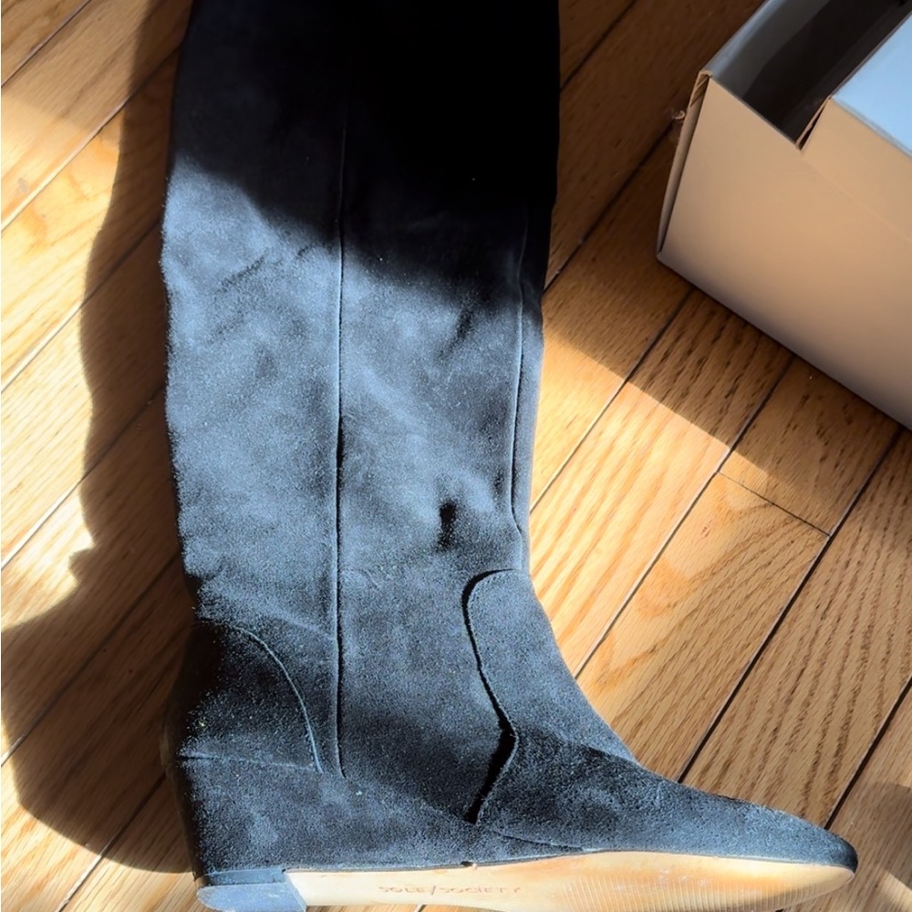 Aileena Sole Society black suede knee high boots